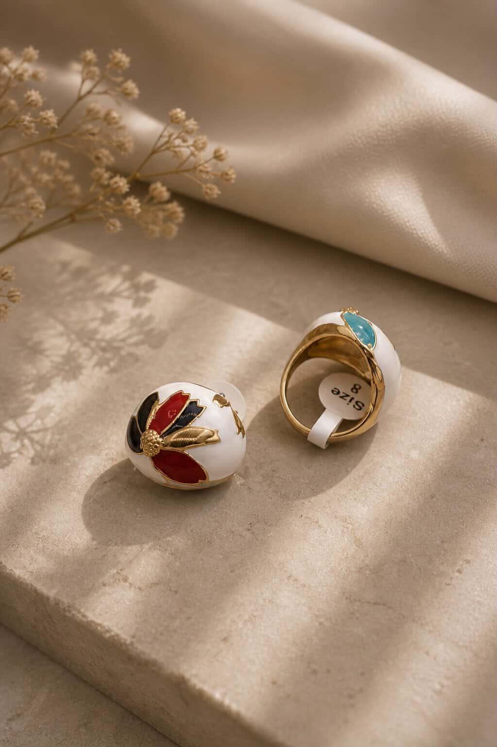 BLUE AND RED TOMB COCKTAIL RING