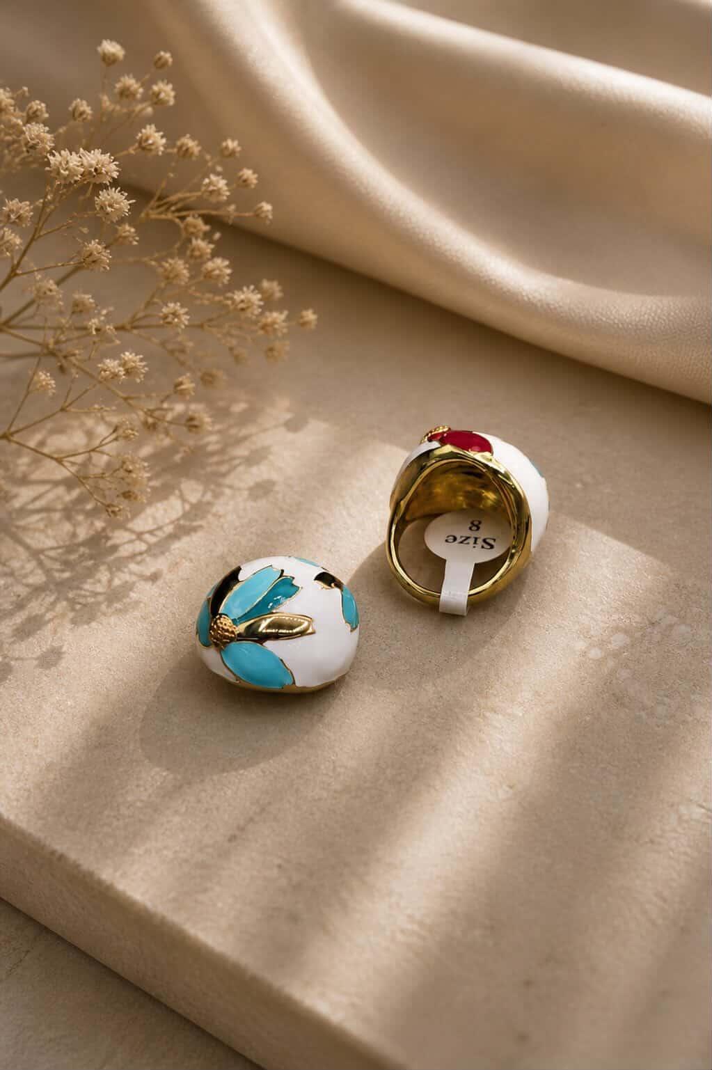BLUE AND RED TOMB COCKTAIL RING