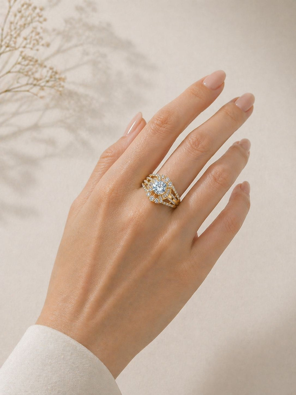 Empress Halo Golden tone AD Ring