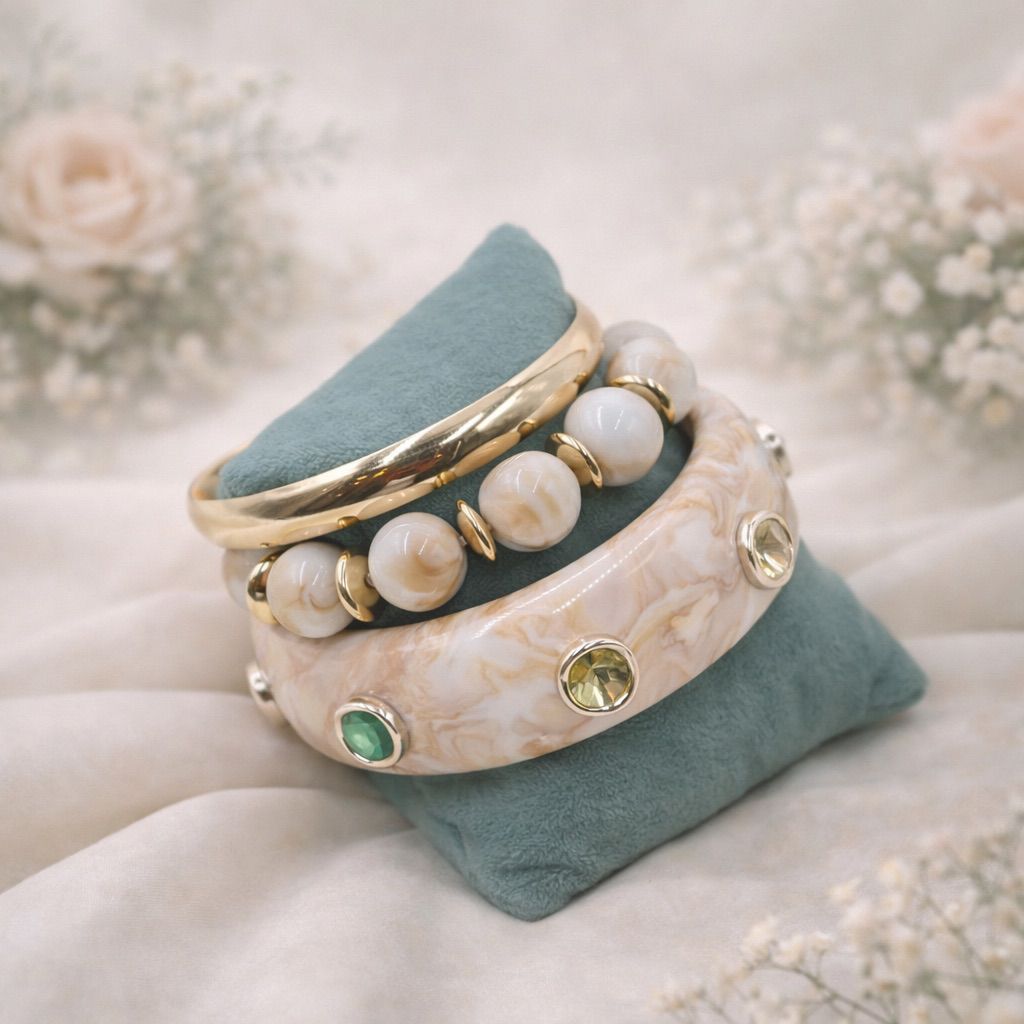 Stackable Bangles-White stones