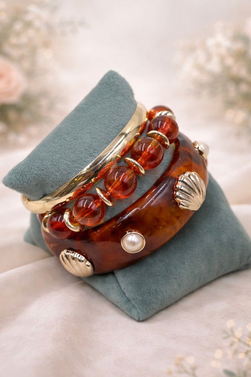 Stackable Bangles-Brown shell