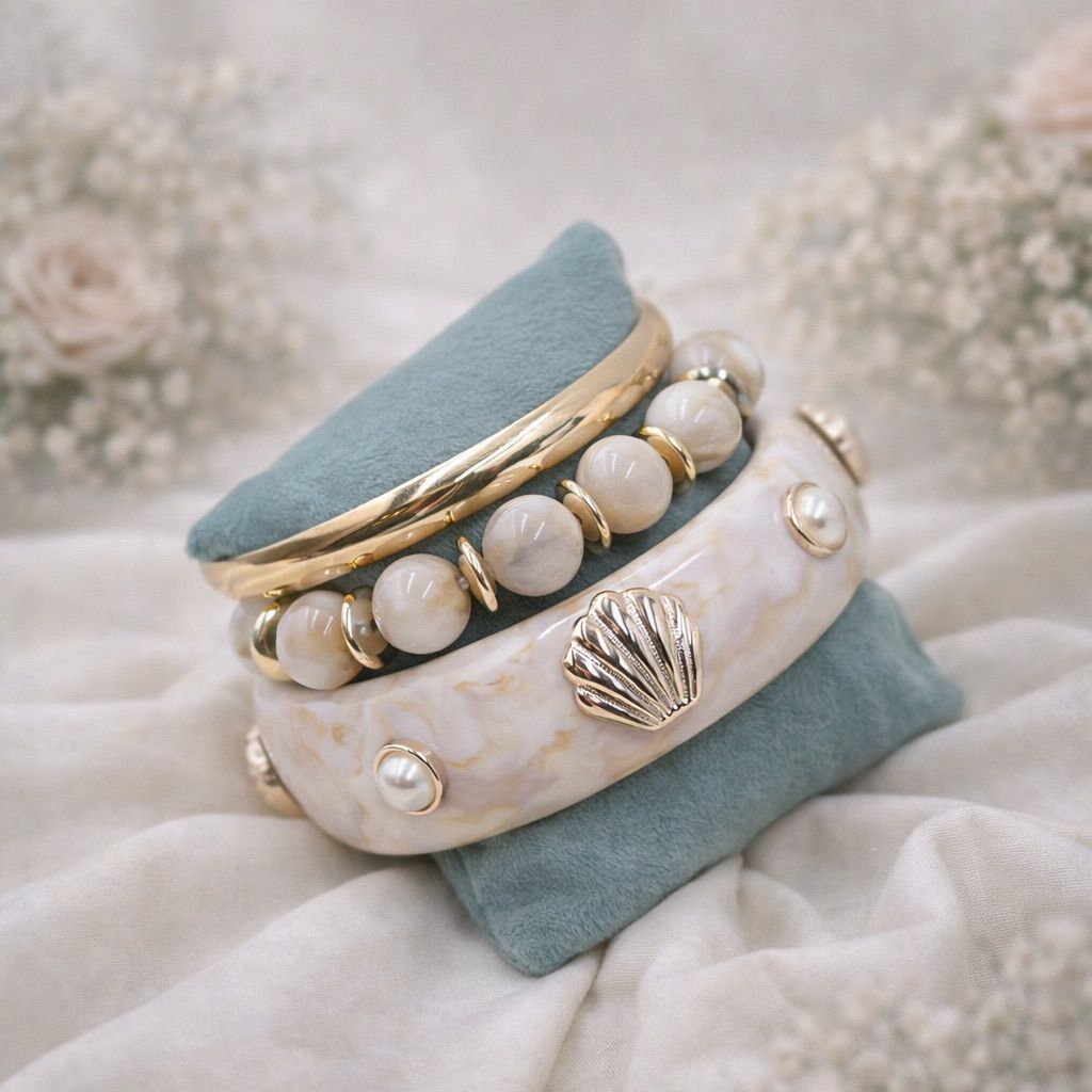 Stackable Bangles-White shell