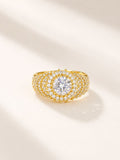Luxe Halo Golden tone AD Ring
