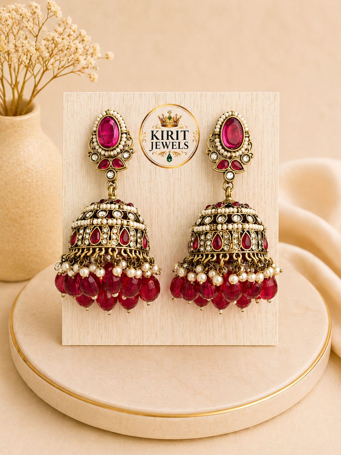 Sitara Jhumka-Rani Pink
