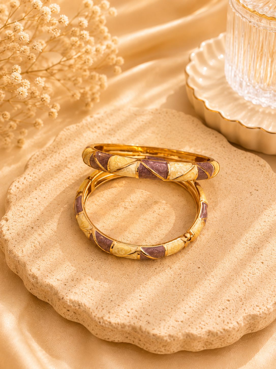 Lavender Cream Enamel Bangles