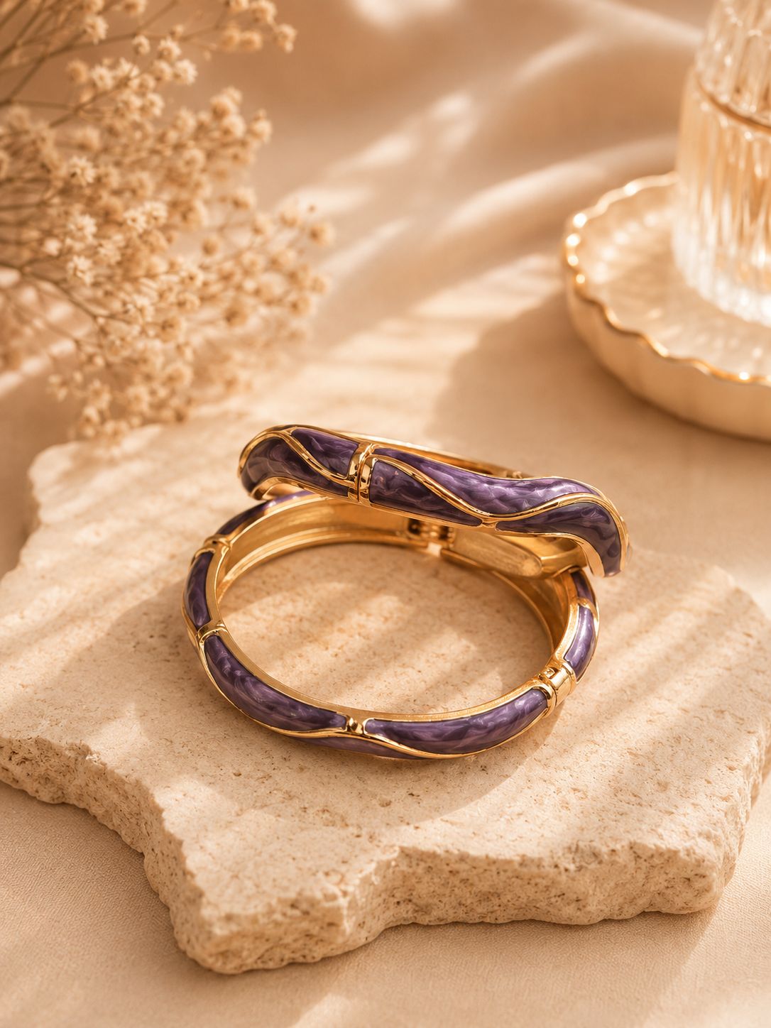 Purple zigzag Enamel Bangles