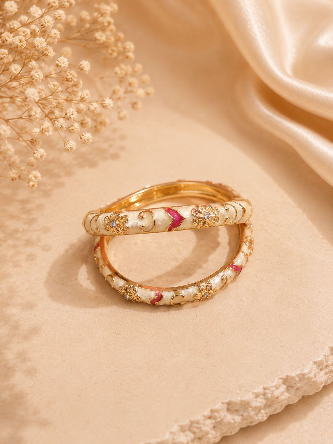 Blush Bloom Enamel Bangles
