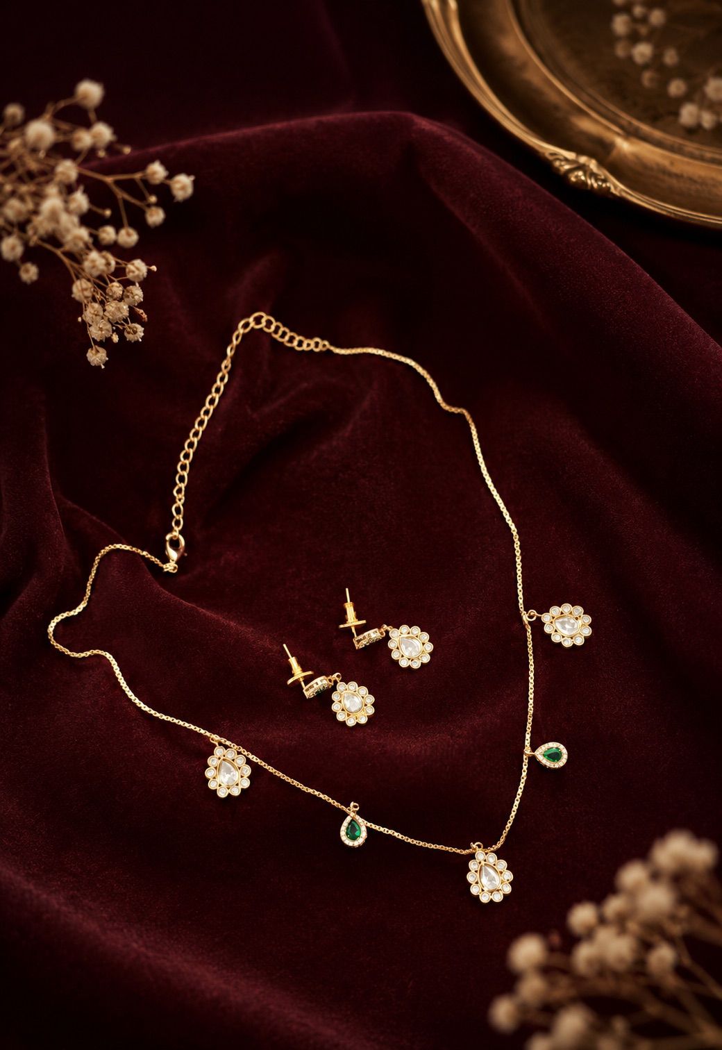 Green Pearl Mosanite Necklace