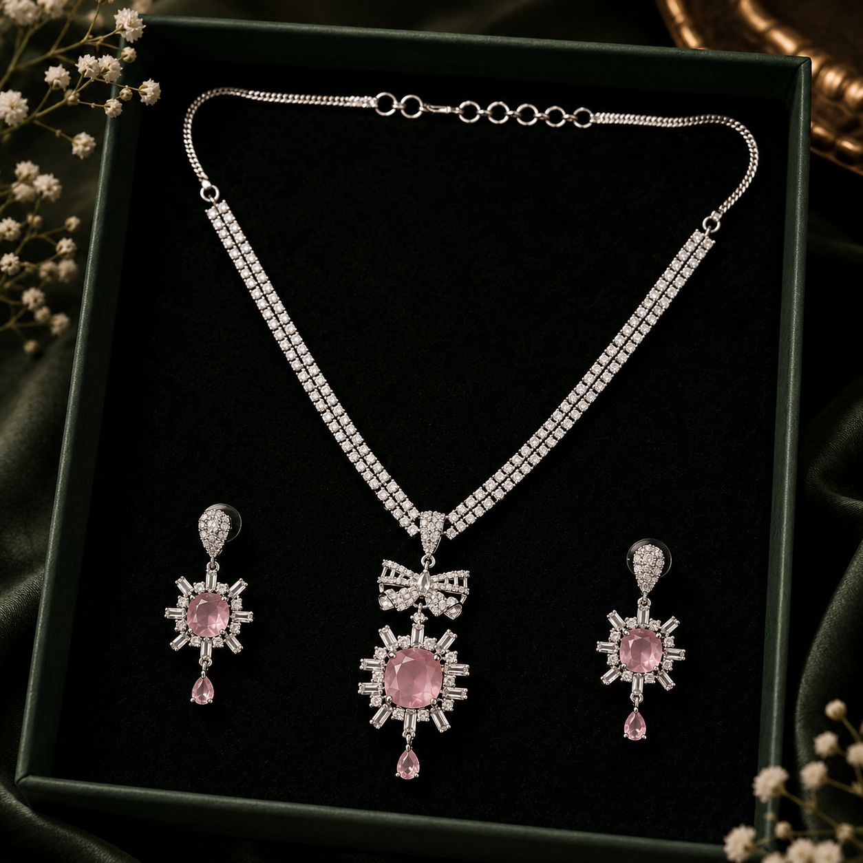 Blush Bloom AD Necklace