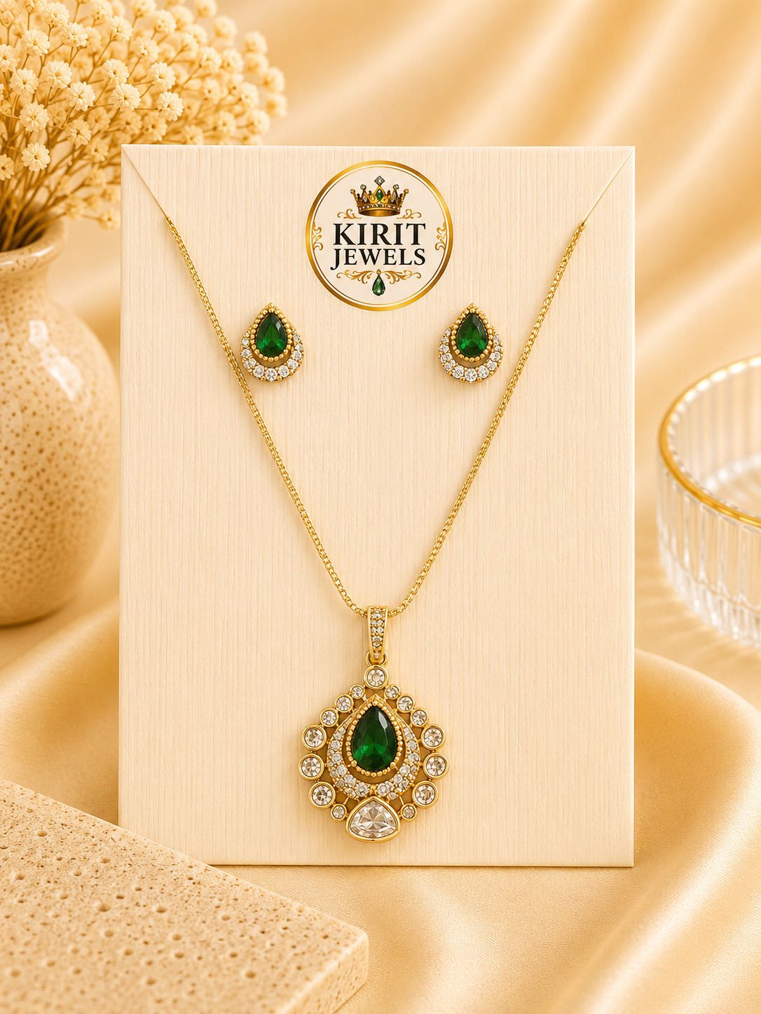 Embrald Leaf Mosanite Pendant