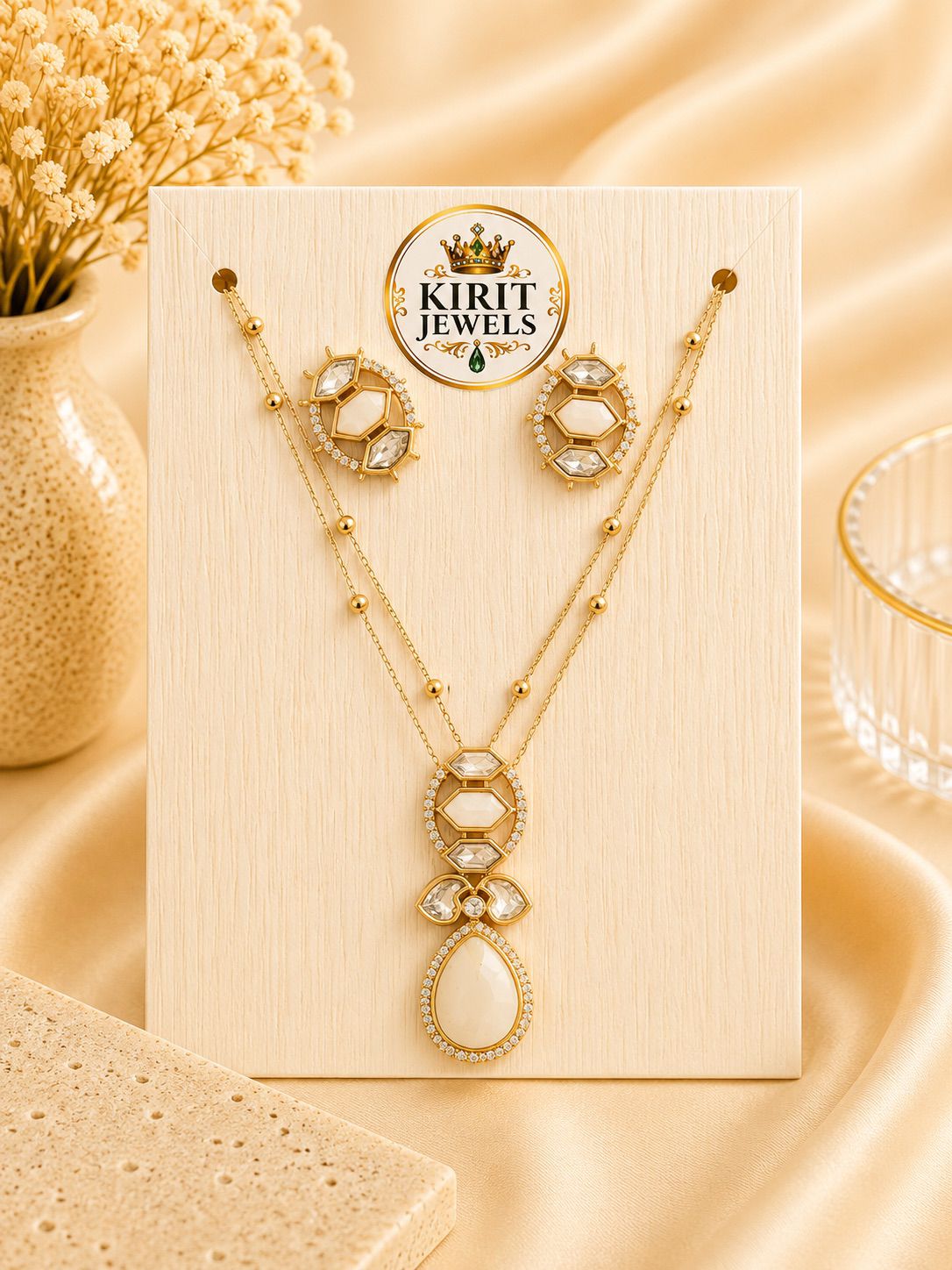 Pearl Double Chain Mosanite Pendant