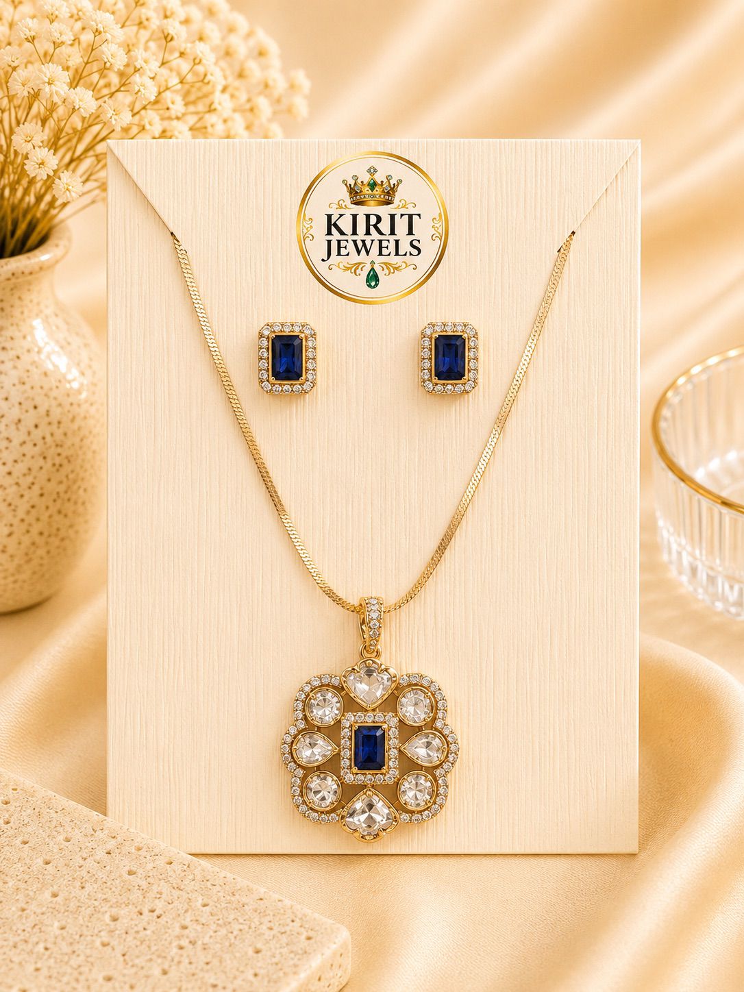 Royal Blue Flower Mosanite Pendant