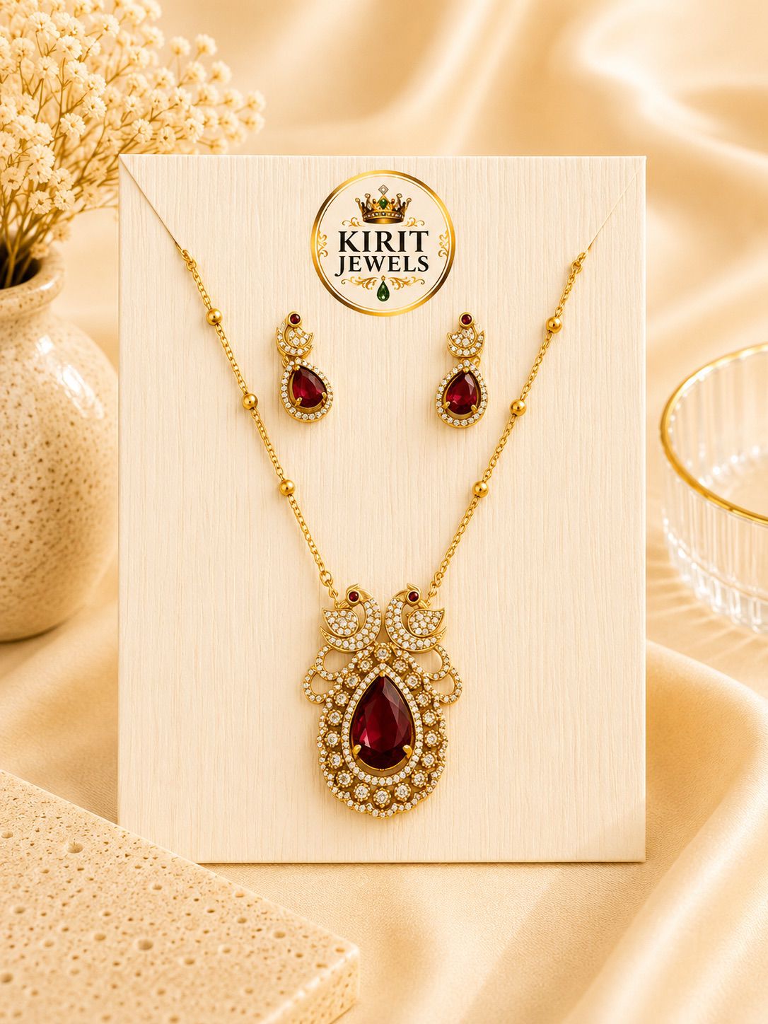 Ruby Peacock Pendant