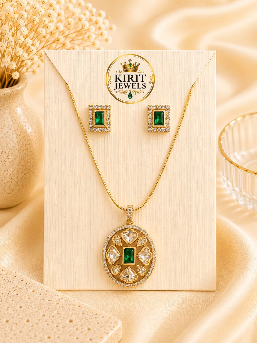 Embrald Oval Mosanite Pendant