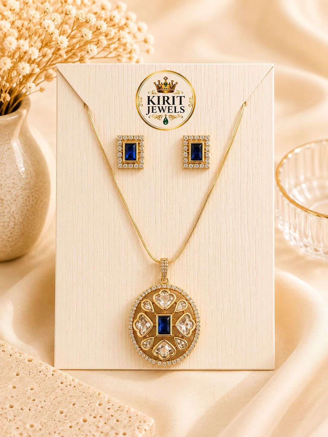 Royal Blue Oval Mosanite Pendant