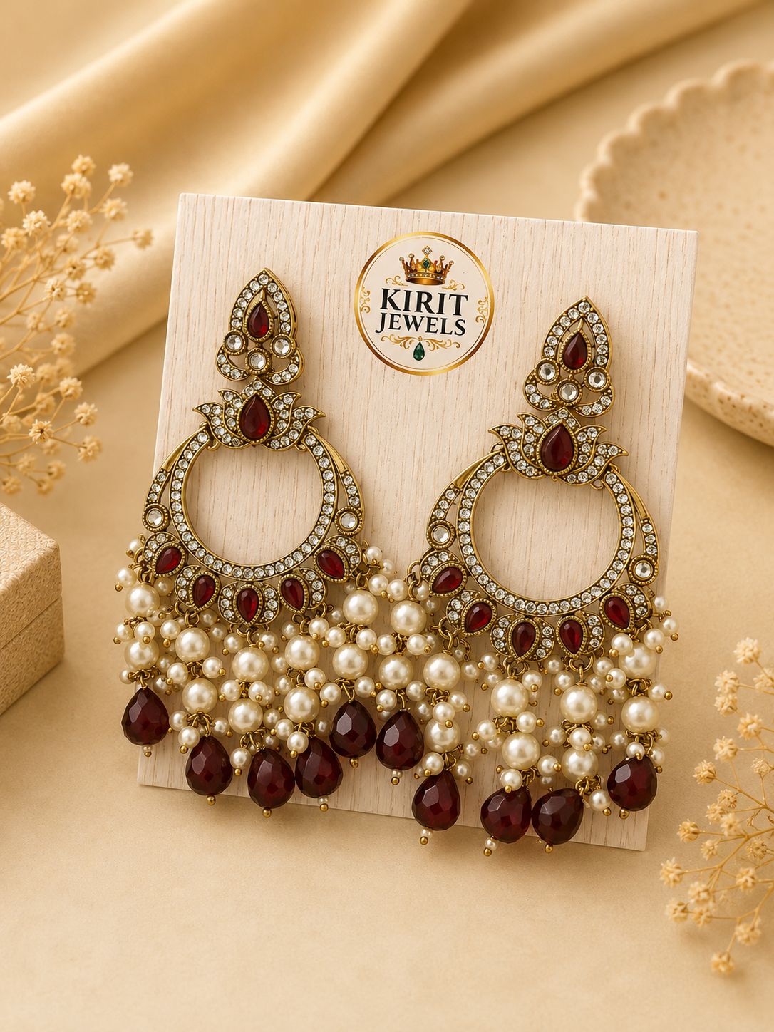 Marron Pearl Cloud Earrings
